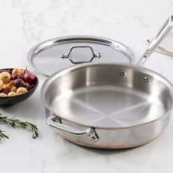 Copper Core 5-Ply Bonded Cookware, Saute Pan With Lid, 3 Quart><noscript><img width=