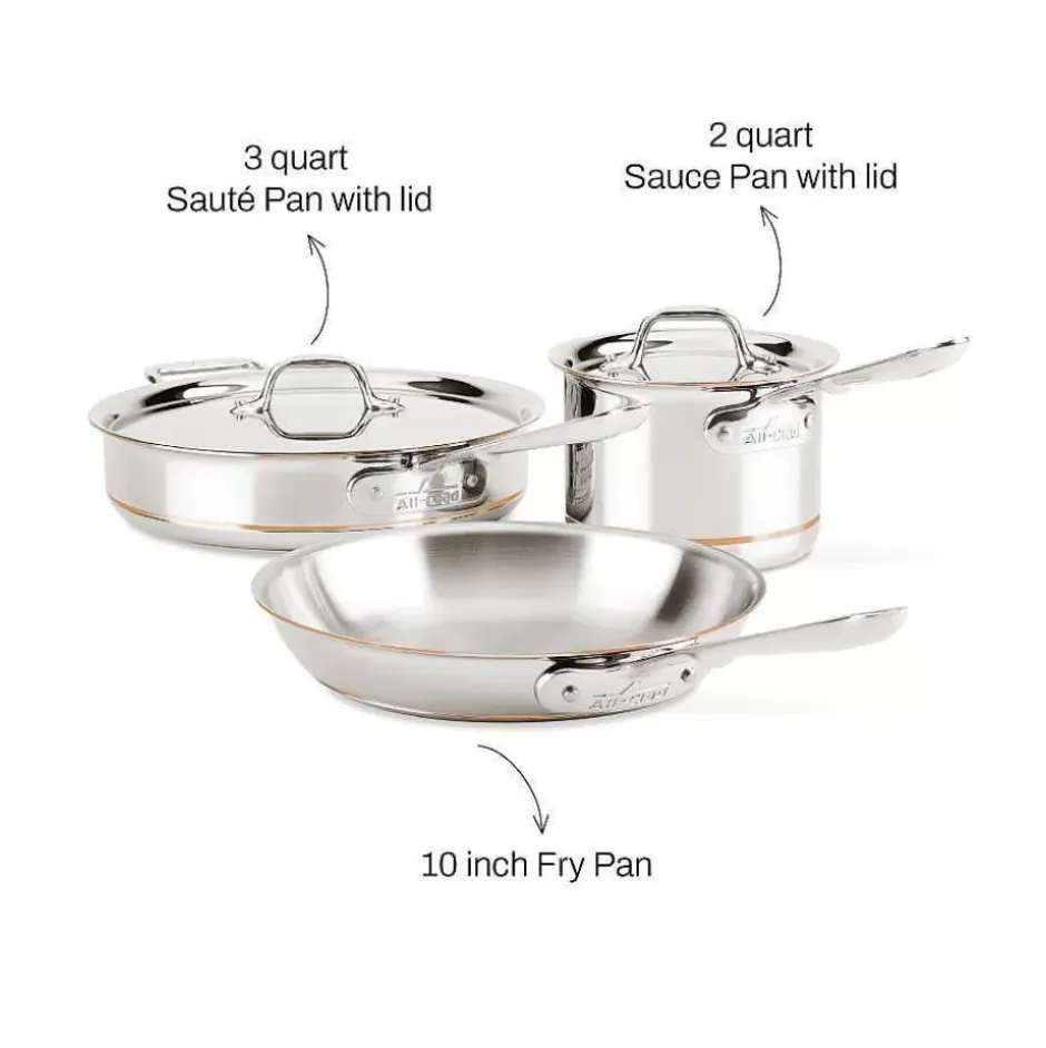 Copper Core 5-Ply Bonded Cookware Set, 5 Piece>All-Clad Outlet