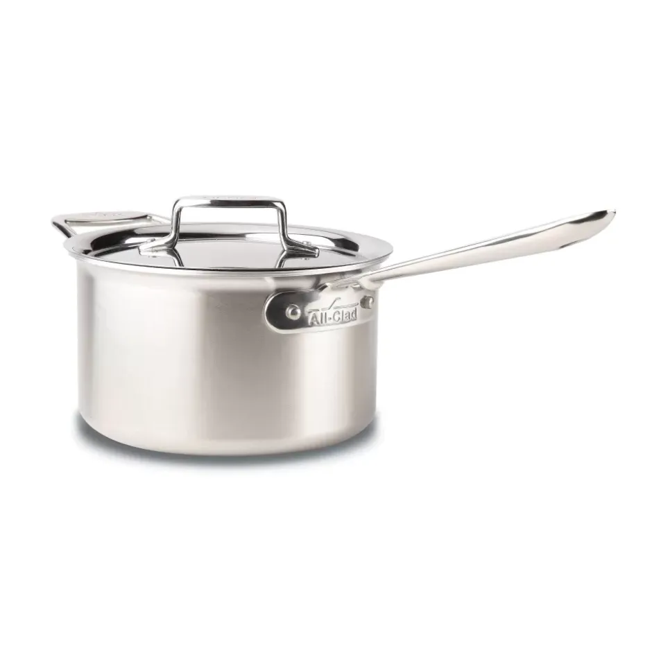 D5 Stainless Brushed 5-Ply Bonded Cookware, Sauce Pan With Lid, 4 Quart>All-Clad Fashion