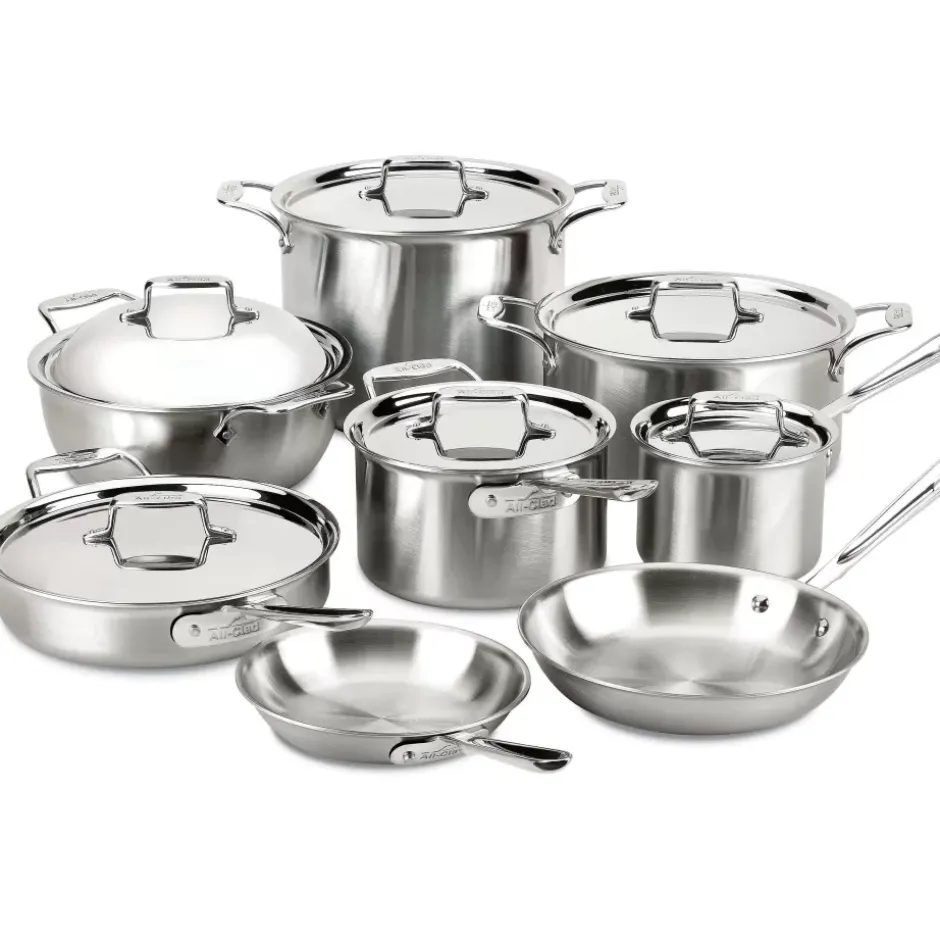 D5 Stainless Brushed 5-Ply Bonded Cookware Set, 14 Piece Set>All-Clad Best