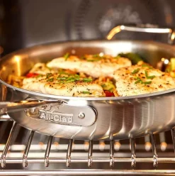 D5 Stainless Brushed 5-Ply Bonded Cookware, Saute Pan With Lid, 6 Quart><noscript><img width=