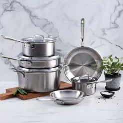 D5 Stainless Brushed 5-Ply Bonded Cookware Set, 10 Piece Set><noscript><img width=