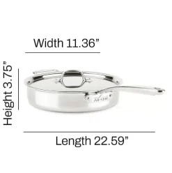 D3 Stainless Everyday 3-Ply Bonded Cookware, Saute Pan With Lid, 3 Quart><noscript><img width=