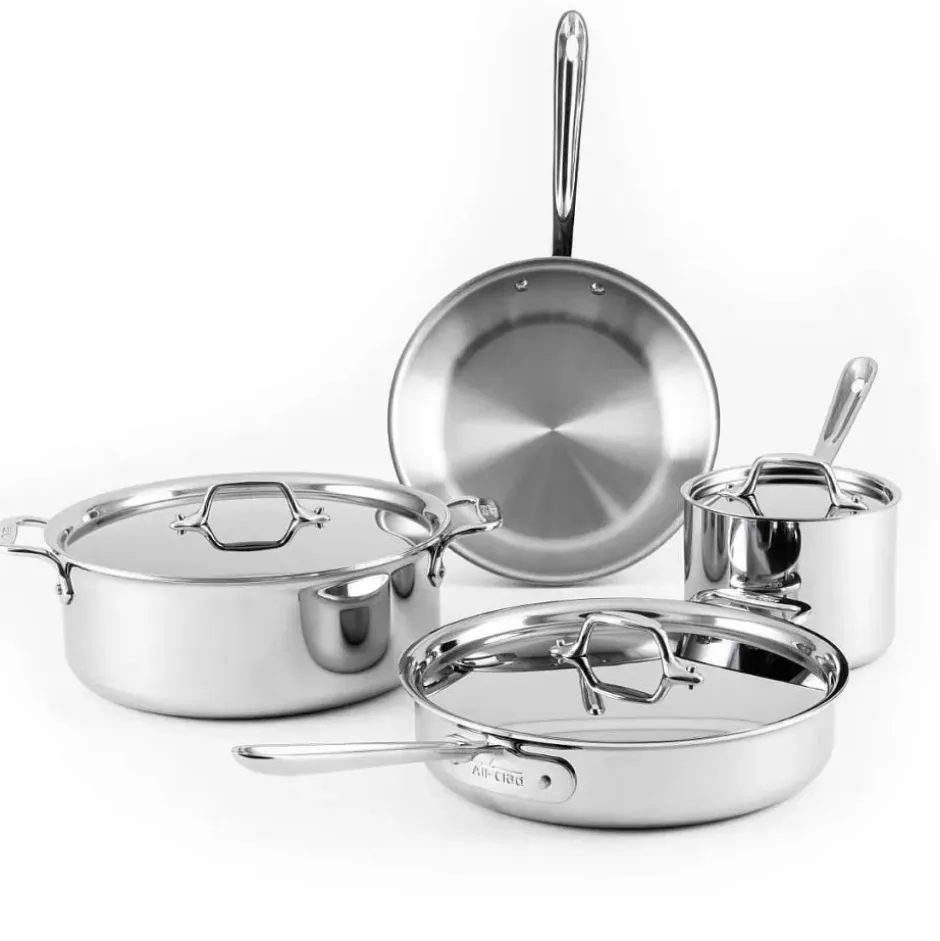 D3 Stainless 7 Piece Pots And Pans Cookware Set>All-Clad New