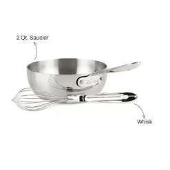 D3 Stainless 3-Ply Bonded Cookware, Saucier With Whisk, 2 Quart><noscript><img width=