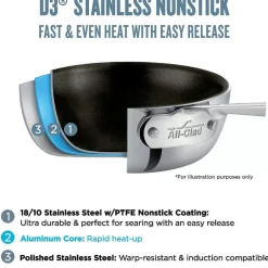 D3 Stainless 3-Ply Bonded Cookware Set, Nonstick 10 Piece Set><noscript><img width=