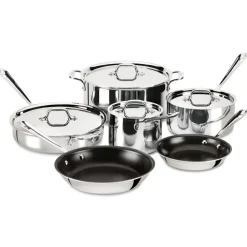 D3 Stainless 3-Ply Bonded Cookware Set, Nonstick 10 Piece Set><noscript><img width=