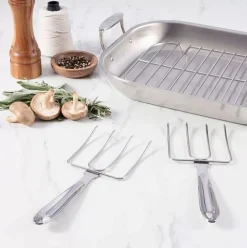 D3 Stainless 3-Ply Bonded Cookware, Large Flared Roaster With Rack And Two Turkey Forks><noscript><img width=
