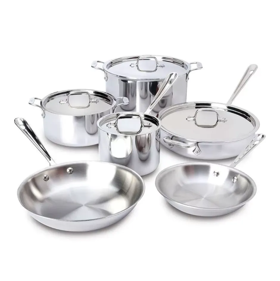 D3 Stainless 3-Ply Bonded Cookware Set, 10 Piece Set>All-Clad Best
