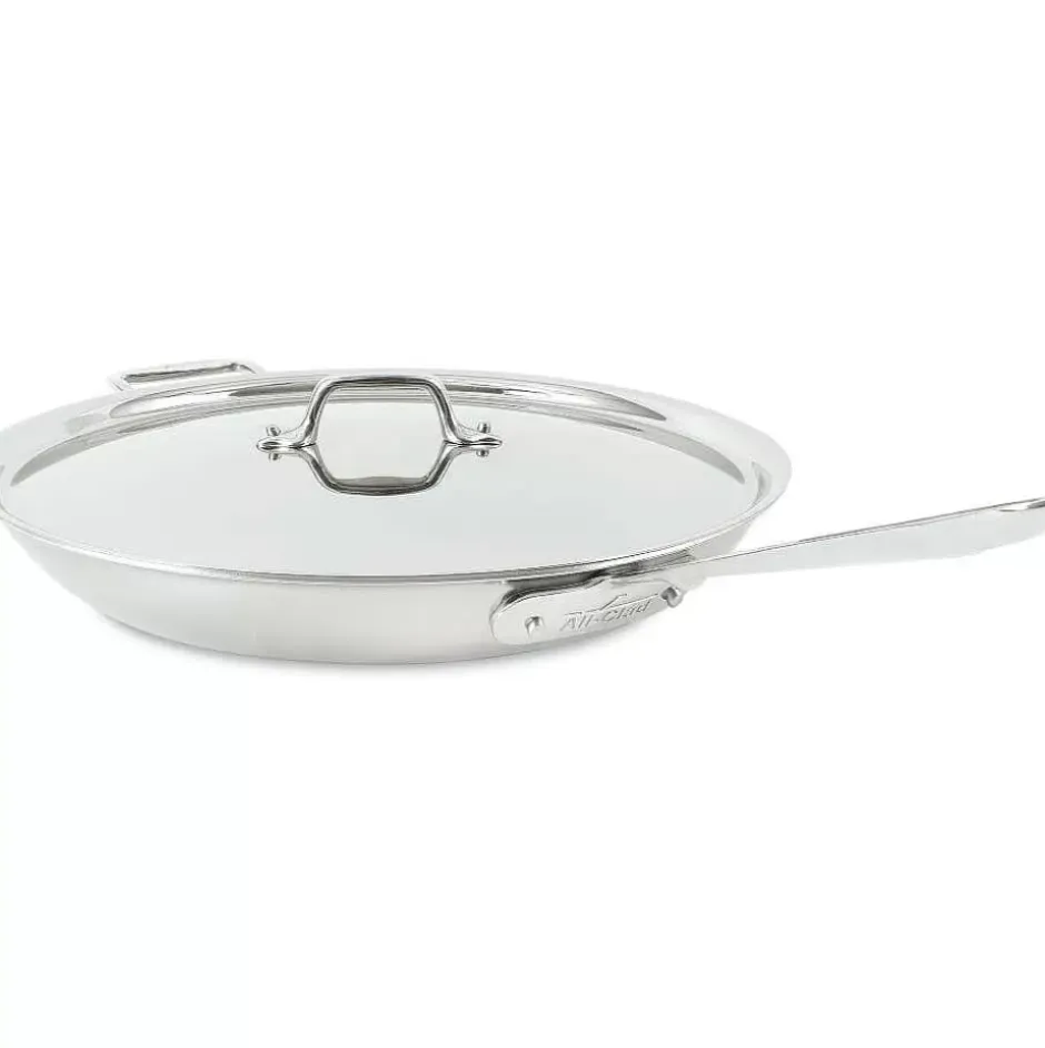 D3 Stainless 3-Ply Bonded Cookware, Fry Pan With Lid, 14 Inch>All-Clad New