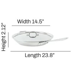 D3 Stainless 3-Ply Bonded Cookware, Fry Pan With Lid, 14 Inch>All-Clad New
