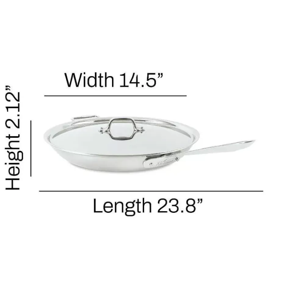 D3 Stainless 3-Ply Bonded Cookware, Fry Pan With Lid, 14 Inch>All-Clad New