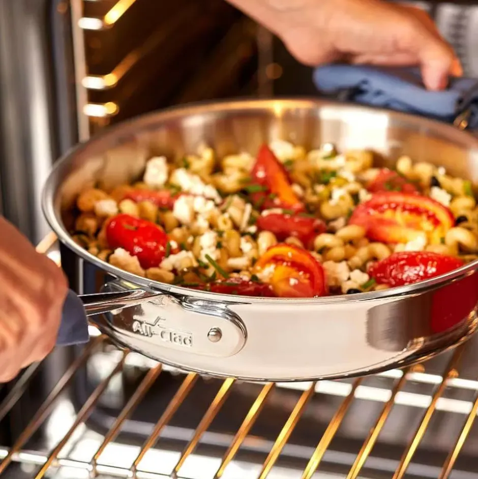 D3 Stainless 3-Ply Bonded Cookware, Fry Pan With Lid, 14 Inch>All-Clad New