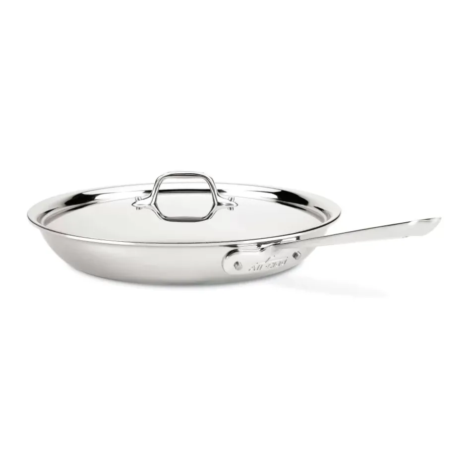 D3 Stainless 3-Ply Bonded Cookware, Fry Pan With Lid, 12 Inch>All-Clad Clearance