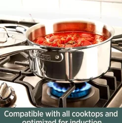 D5 Stainless Polished 5-Ply Bonded Cookware, 3 Quart Sauce Pan With Lid><noscript><img width=