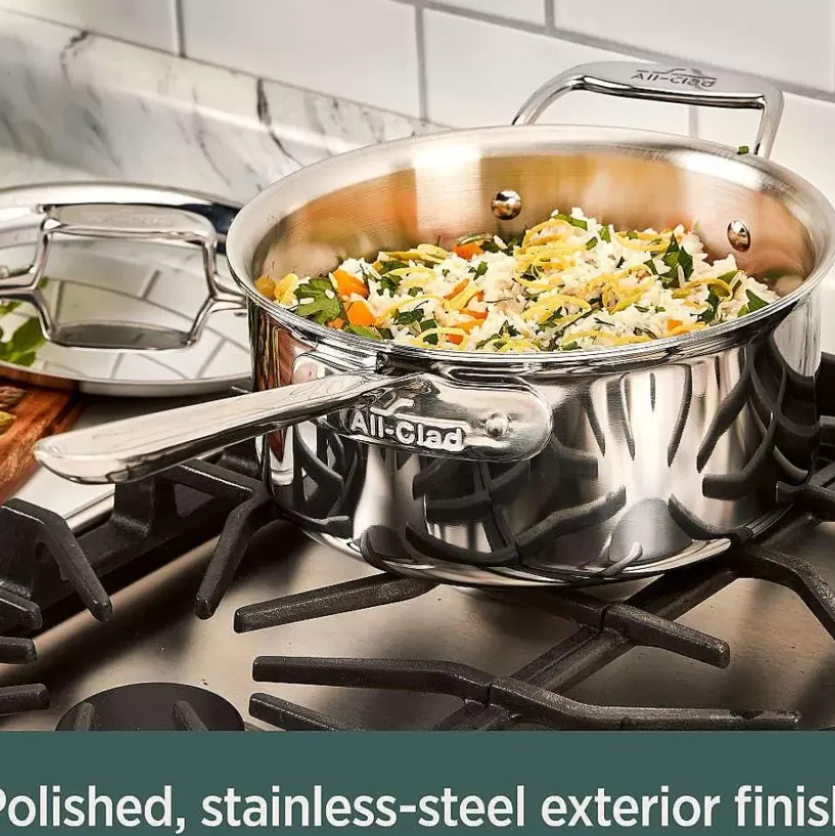 D5 Stainless Polished 5-Ply Bonded Cookware, 3 Quart Sauce Pan With Lid>All-Clad Fashion