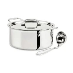 D5 Stainless Polished 5-Ply Bonded Cookware, Ultimate Soup Pot With Lid And Ladle, 6 Quart><noscript><img width=