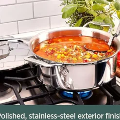 D5 Stainless Polished 5-Ply Bonded Cookware, Ultimate Soup Pot With Lid And Ladle, 6 Quart><noscript><img width=