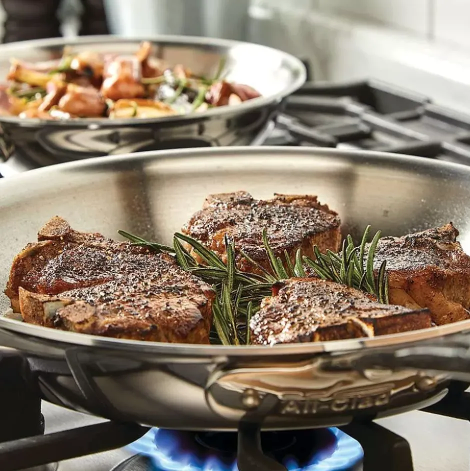 D5 Stainless Polished 5-Ply Bonded Cookware Set, 8.5 & 10.5 Inch Deep Skillets>All-Clad Hot