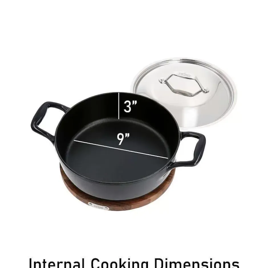 Enameled Cast Iron, Braiser With Lid And Acacia Wood Trivet, 4 Quart>All-Clad Fashion