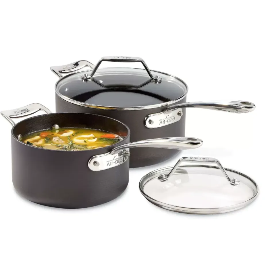 Essentials Nonstick Cookware Set, 2 Piece Sauce Pan Set With Lids, 2.5 & 4 Quart>All-Clad Clearance