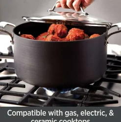 Essentials Nonstick Cookware Set, 2 Piece Sauce Pan Set With Lids, 2.5 & 4 Quart><noscript><img width=