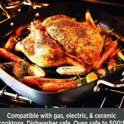 Essentials Nonstick Cookware, Small Roaster With Rack, 11 X 14 Inch><noscript><img width=