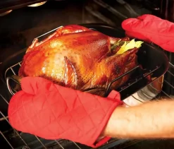 Gourmet Accessories, Large Stainless Steel Nonstick Roaster With Rack, 13 X 16 Inch><noscript><img width=