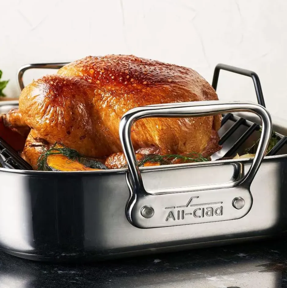 Gourmet Accessories, Large Stainless Steel Roaster With Rack, 13 X 16 Inch>All-Clad Outlet