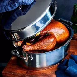 Gourmet Accessories, Stainless Steel Oval Roaster Roaster With Lid And Flat Rack, 19 X 12 X 10 Inch><noscript><img width=