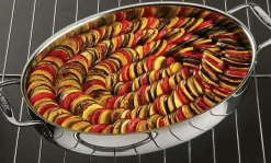 Gourmet Accessories, Stainless Steel Oval Baker With 2 Red Pot Holders, 15 Inch>All-Clad Fashion
