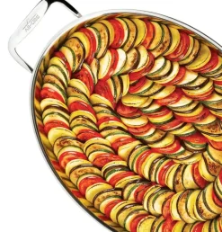 Gourmet Accessories, Stainless Steel Oval Baker With 2 Red Pot Holders, 15 Inch>All-Clad Fashion
