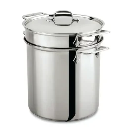 Gourmet Accessories, Stainless Steel Multi-Pot With Lid, Perforated Insert And Steaming Insert, 8 Quart><noscript><img width=