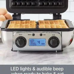 Gourmet Digital Belgian Waffle Maker With Removable Plates, 4 Slice><noscript><img width=