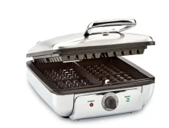 Gourmet Stainless Steel Belgian Waffle Maker With Removable Plates, 4 Slice><noscript><img width=