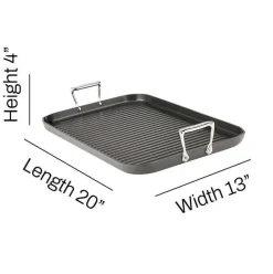Ha1 Hard Anodized Nonstick Cookware, Double-Burner Grill, 13 X 20 Inch><noscript><img width=