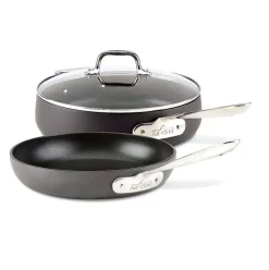Ha1 Hard Anodized Nonstick Cookware, 2 Piece Fry Pan And Saute Pan With Lid Set, 10 Inch And 4 Quart>All-Clad New