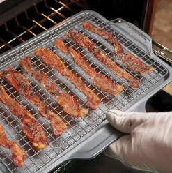 Pro-Release Nonstick Bakeware, Half Sheet Pan With Cooling Rack, 2 Piece Set><noscript><img width=